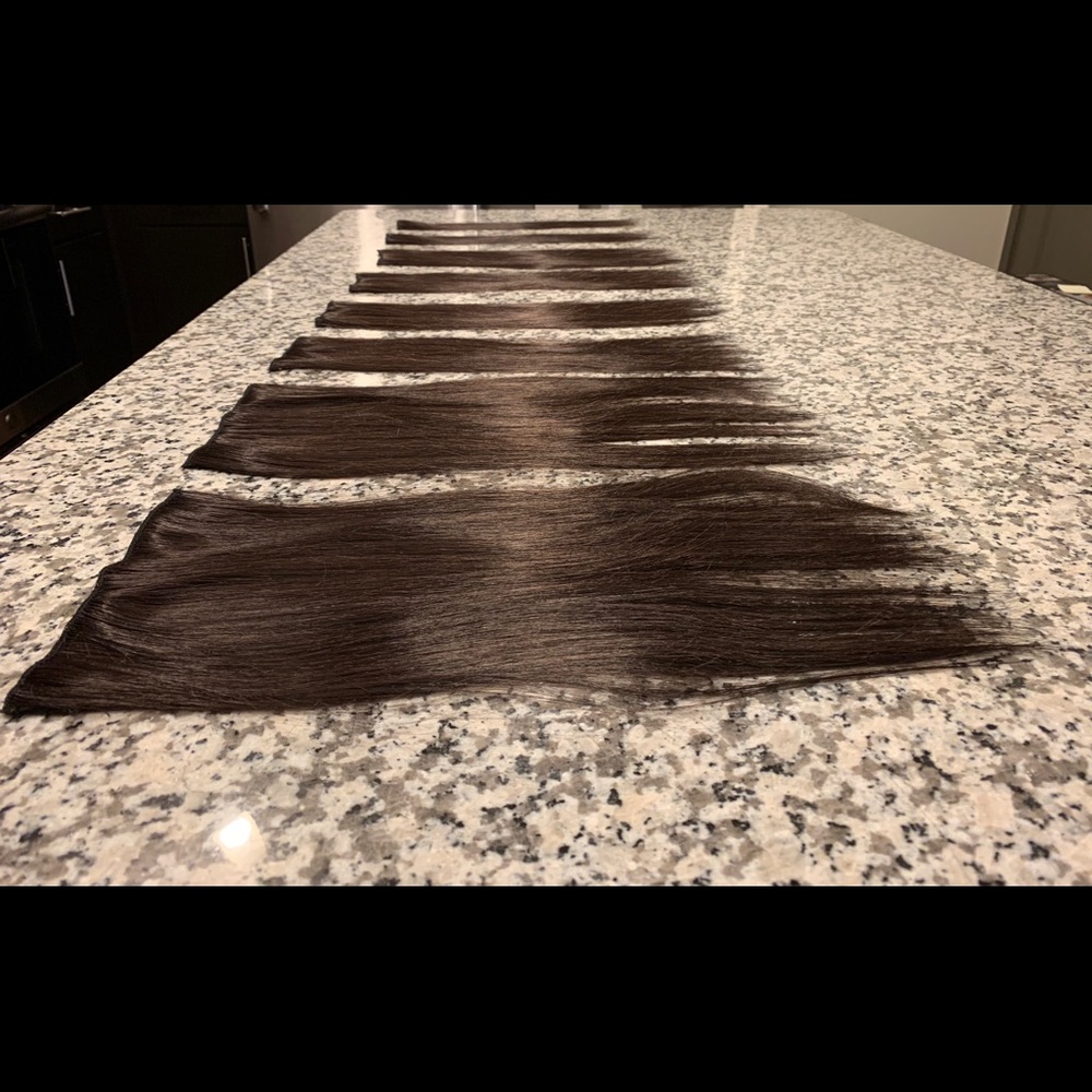 16” hair extension, clip, brown